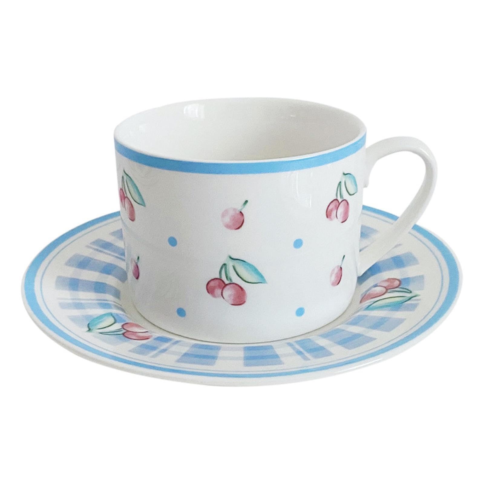 Amazon.com | 250ml/8.5oz Cherry Ceramic Coffee Cup And Plate Set